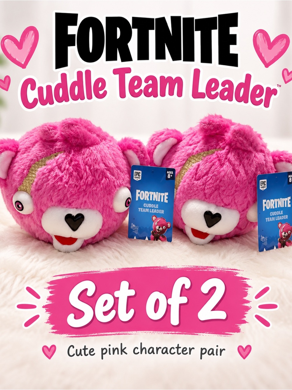 Cuddle Team Leader Plush Toy - Pink (Set of 2)